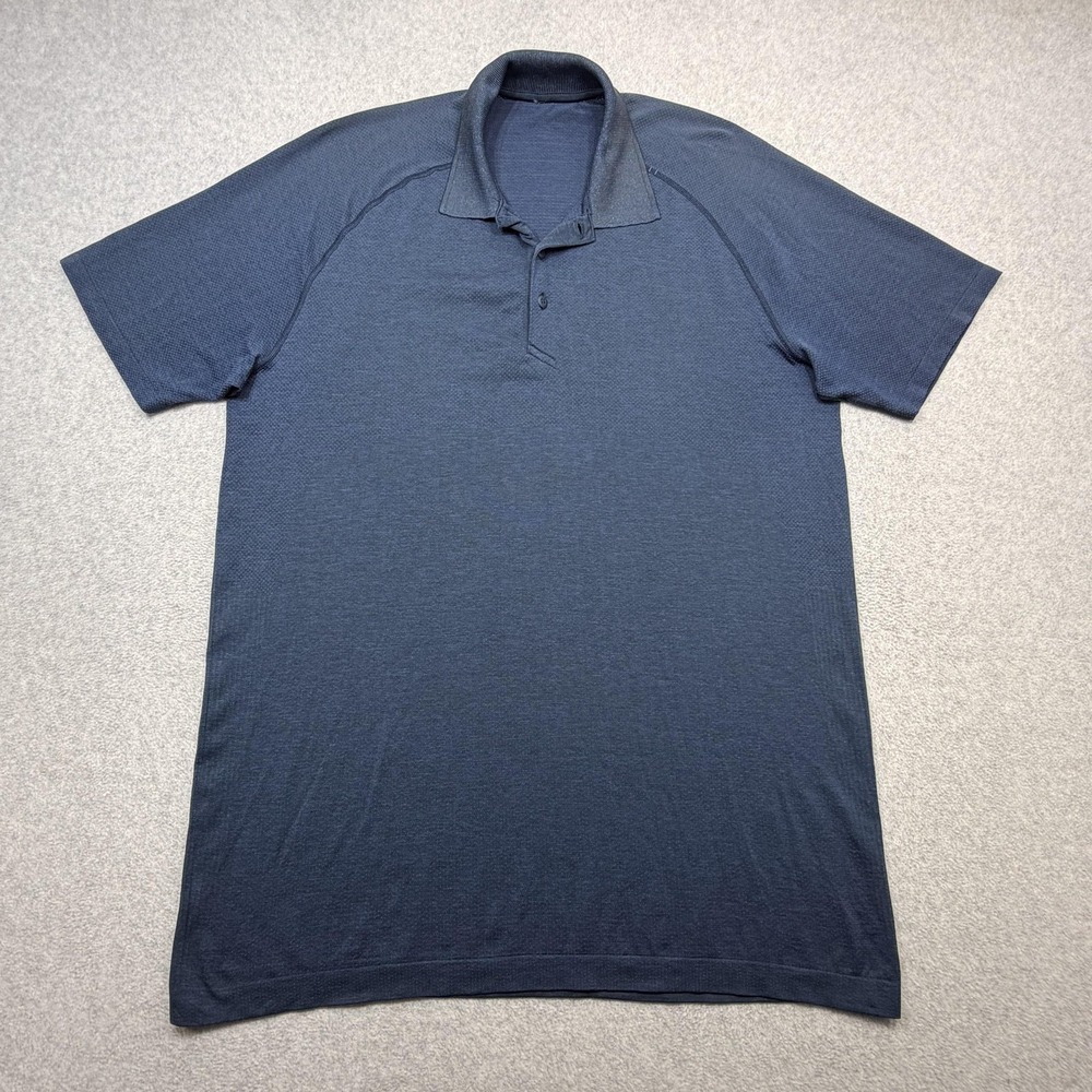 Lululemon Metal Vent Tech Polo Shirt Mens XL Blue Solid Performance Active